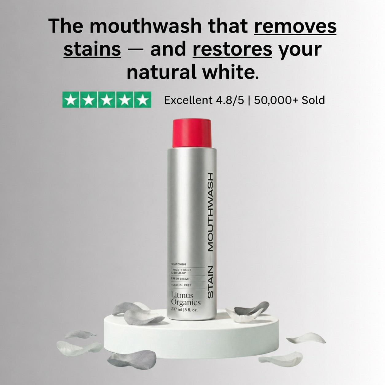 Litmus Organics - Stain Whitening Mouthwash - Deep Clean Brightening Rinse