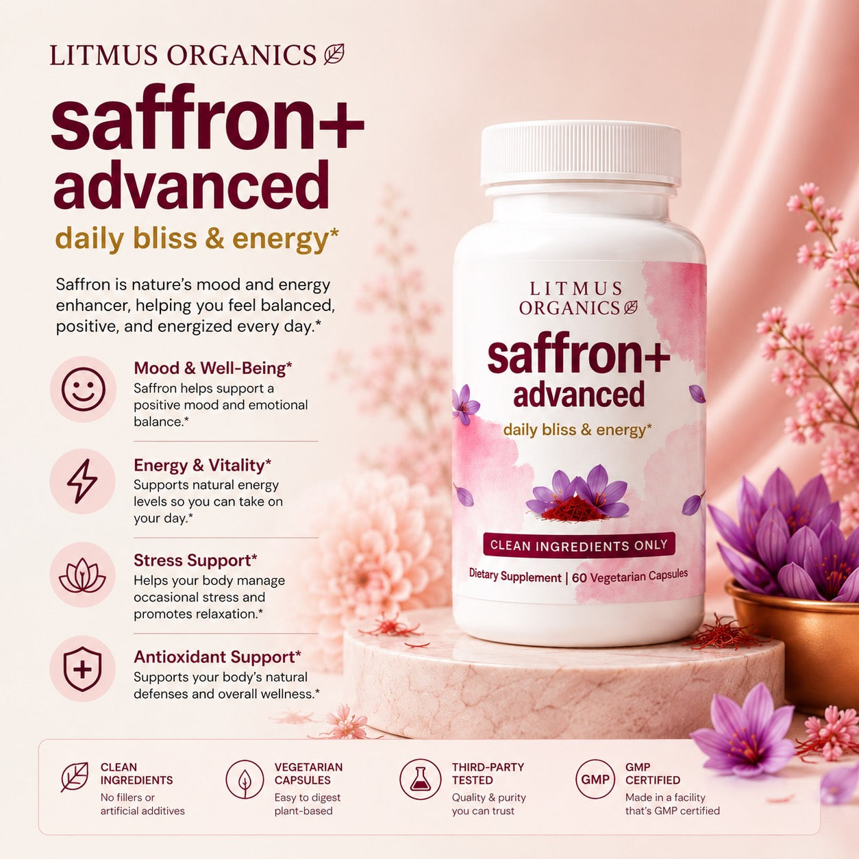Litmus Organics - Saffron Advanced — Natural Mood & Anxiety Relief