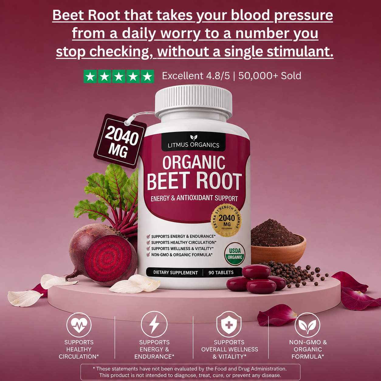 Litmus Organics - Beet Root Capsules — Blood Pressure Support